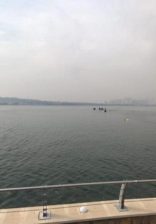 سقوط هلی کوپتر در دریاچه چیتگر +تصاویر